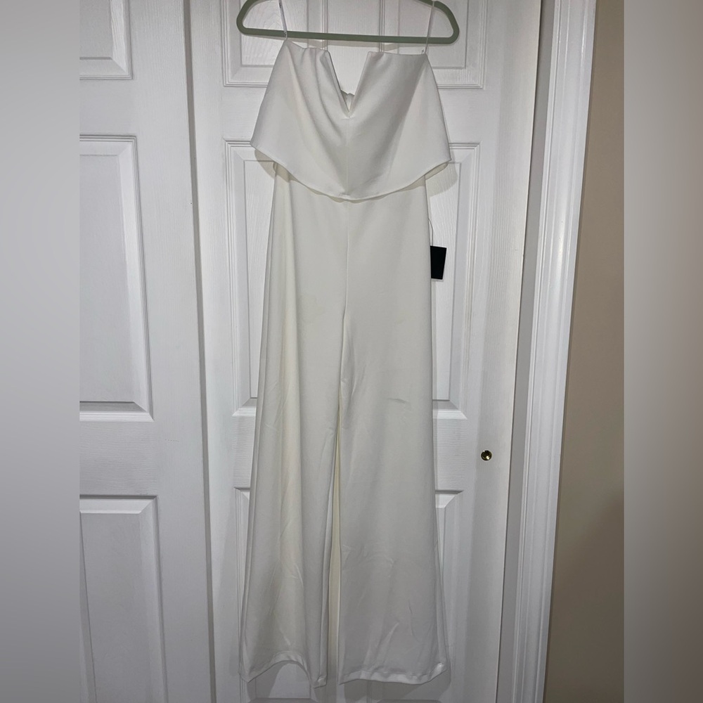 Lulus Strapless White Jumpsuit Sz M